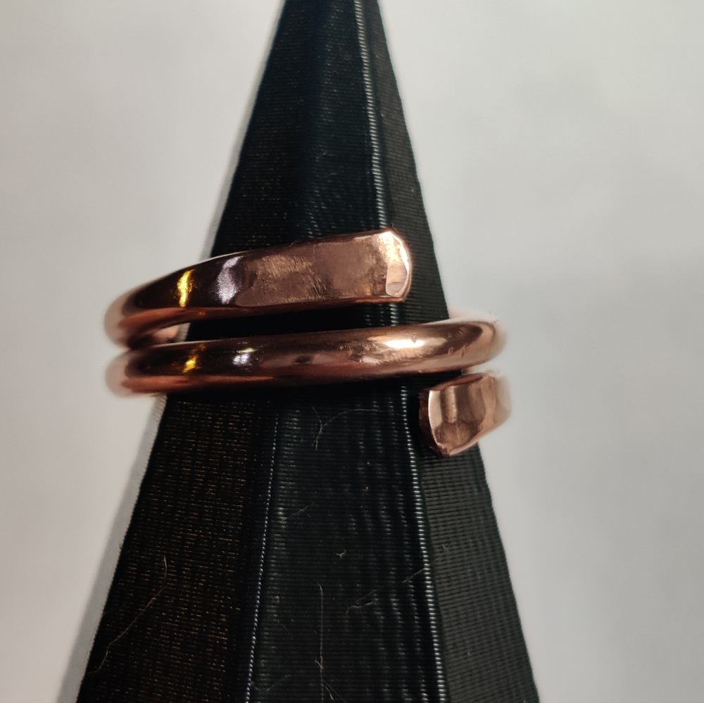Simple Wrapped Copper Ring W/ Hammered Ends